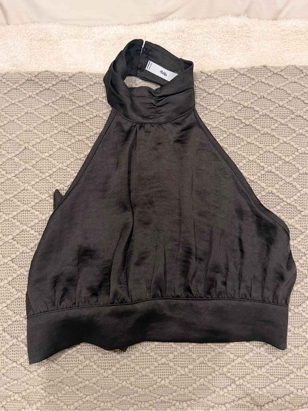Wilfred Black Satin Halter Crop Top